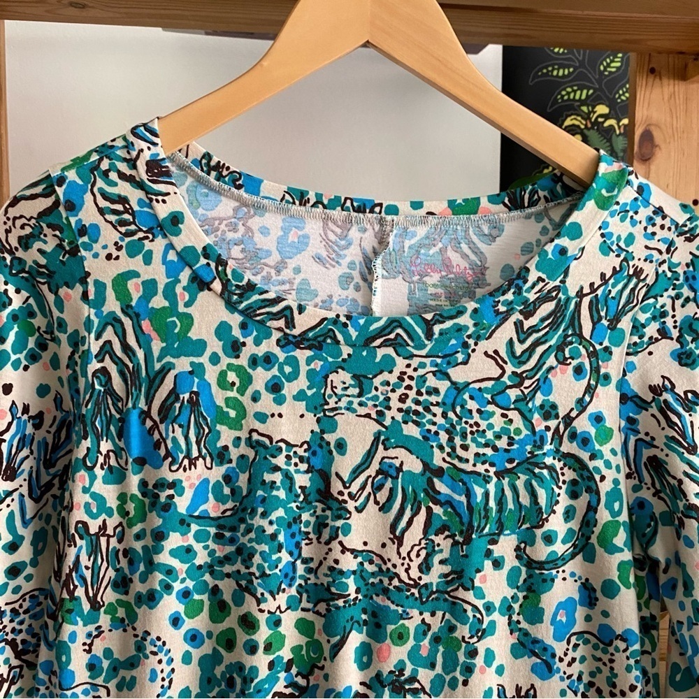 Lilly Pulitzer Blue Beige Corine Dress Sea Oat Escapades Medium - Picture 8 of 16